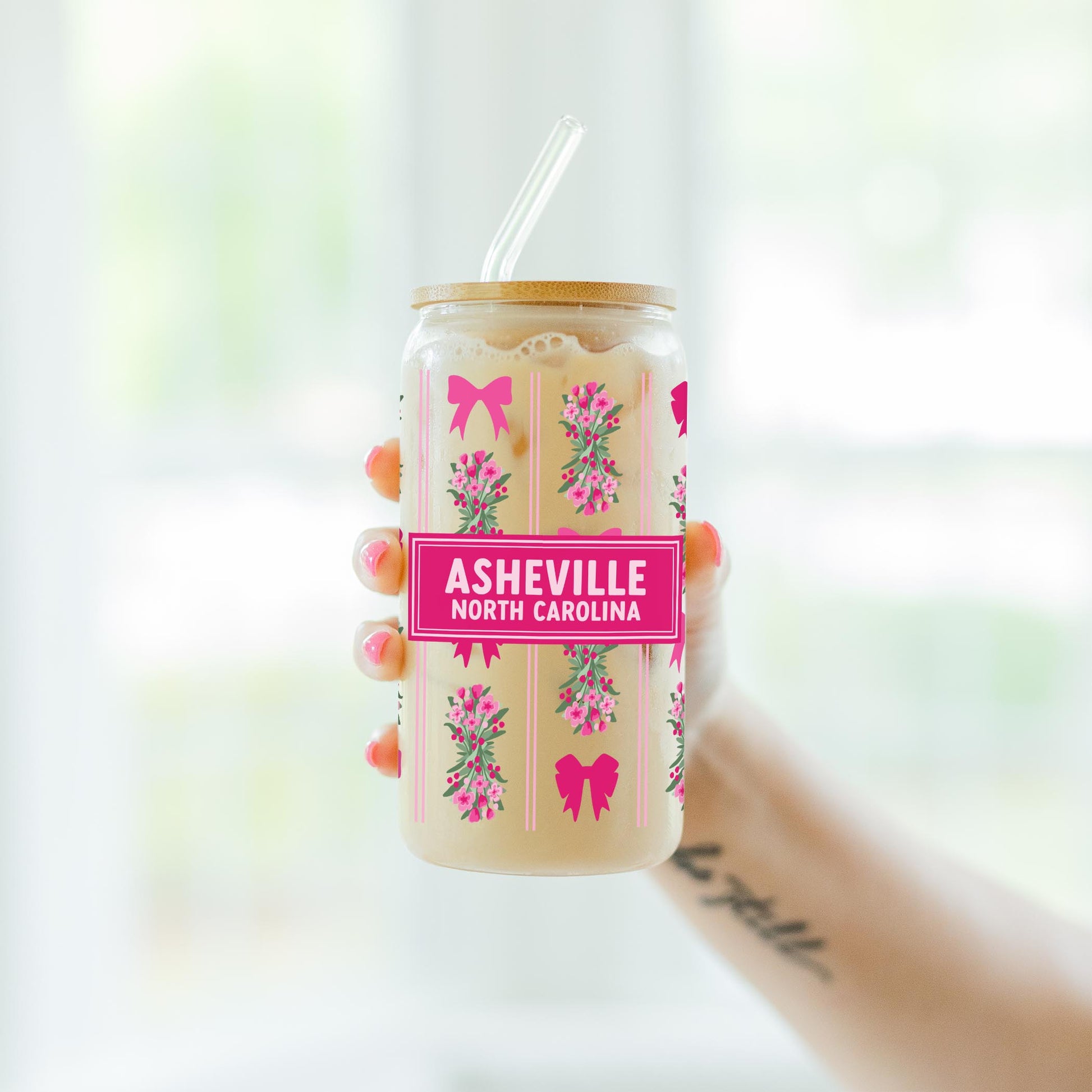 16oz Cold Brew Glass-Love+Local Bonita Bows -4