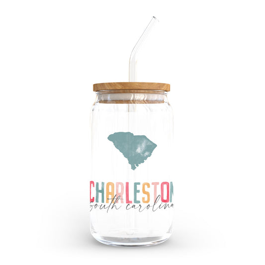 16oz Cold Brew Glass-Watercolor City Charleston South Carolina -0