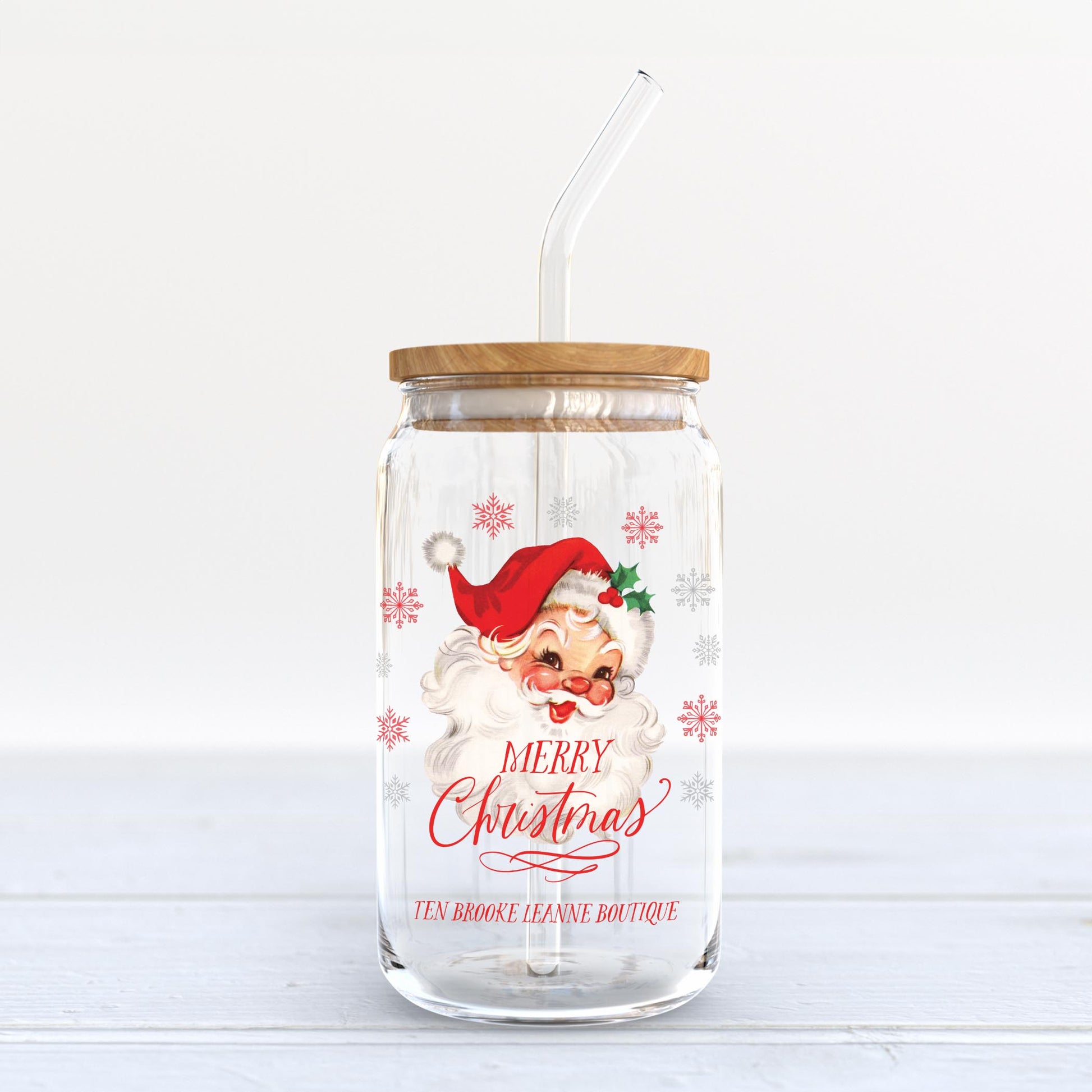 16oz Cold Brew Glass-Classic Santa Ten Brooke LeAnne Boutique -3