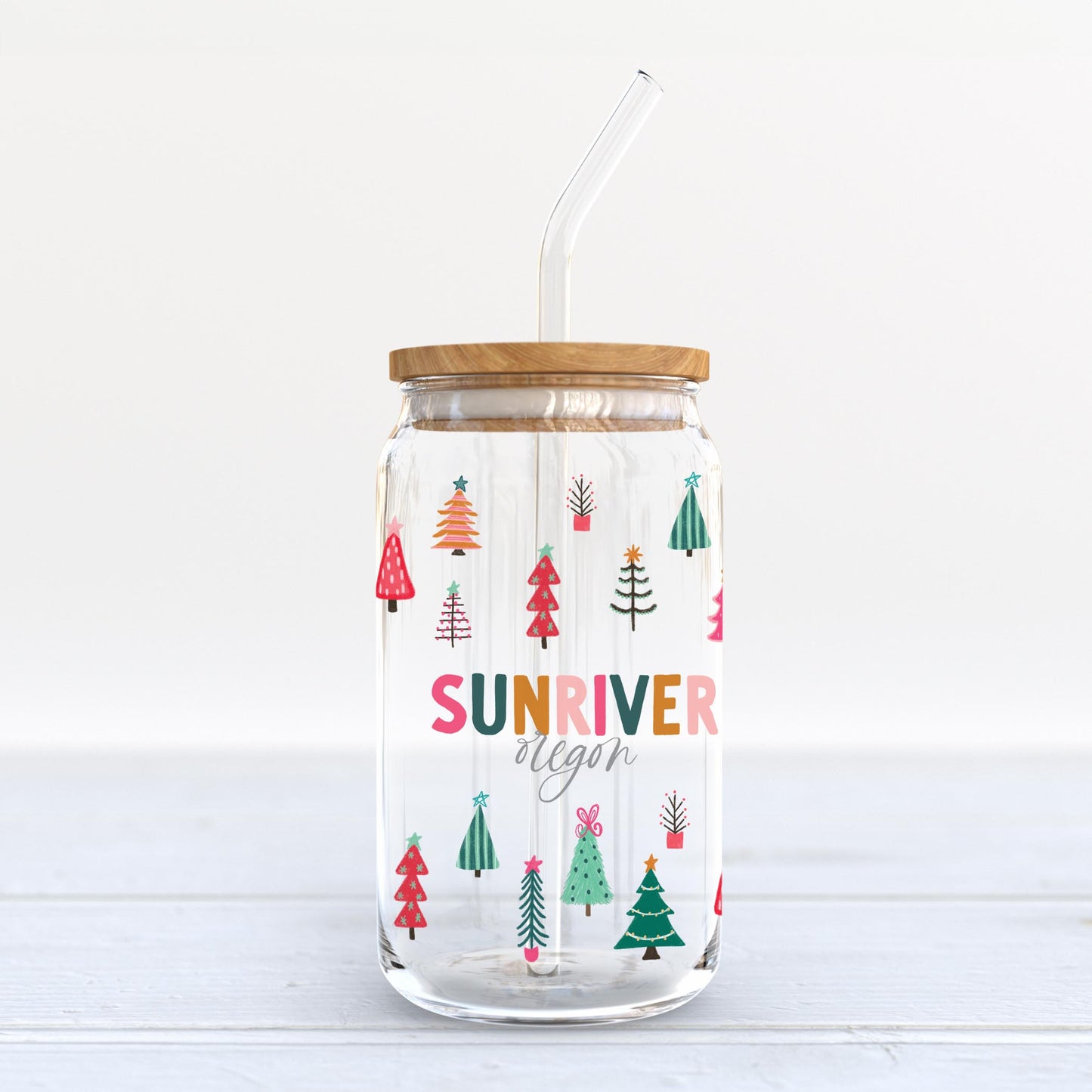 16oz Cold Brew Glass-Whimsy Wonderland Bright Sunriver Oregon