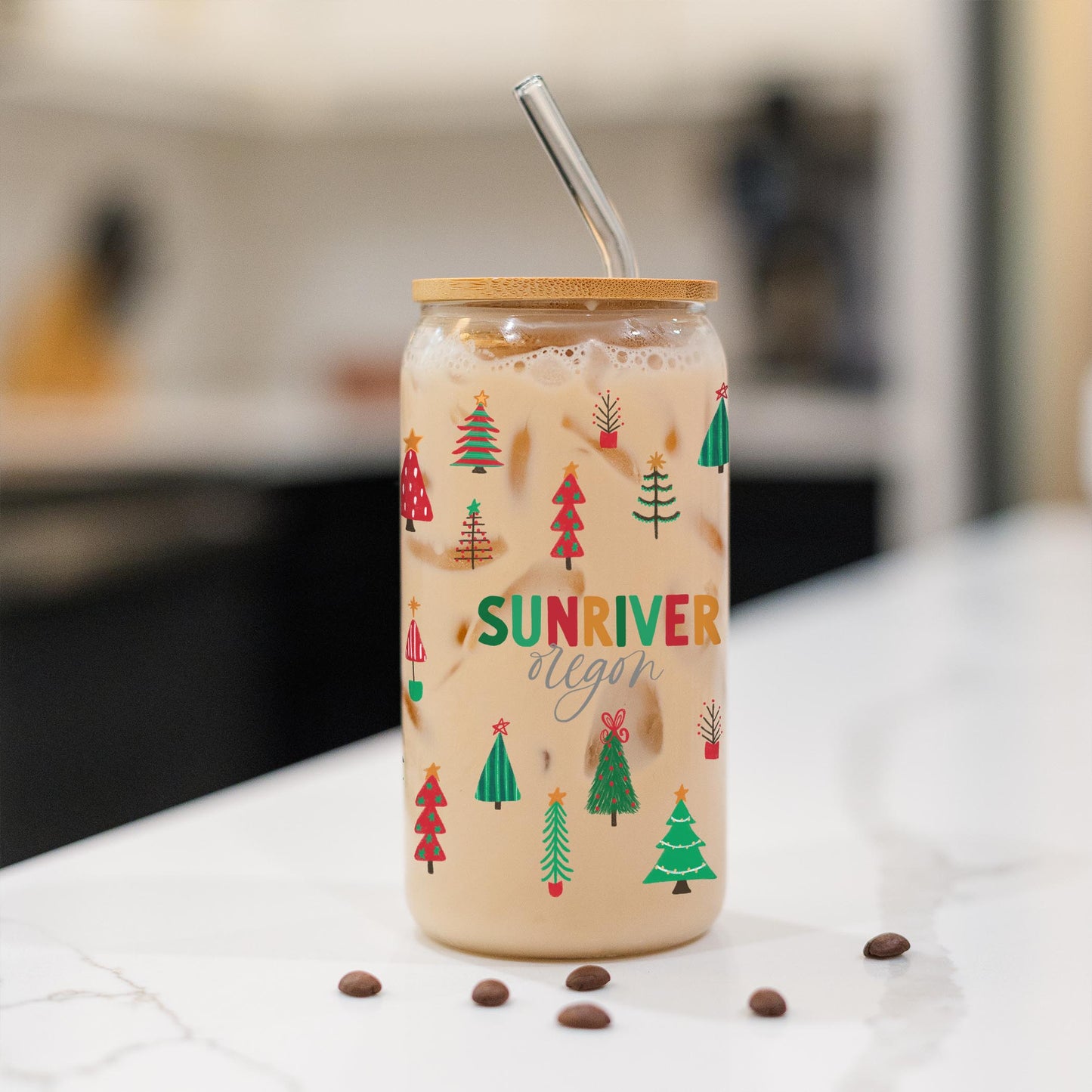 16oz Cold Brew Glass-Whimsy Wonderland Traditional Sunriver Oregon