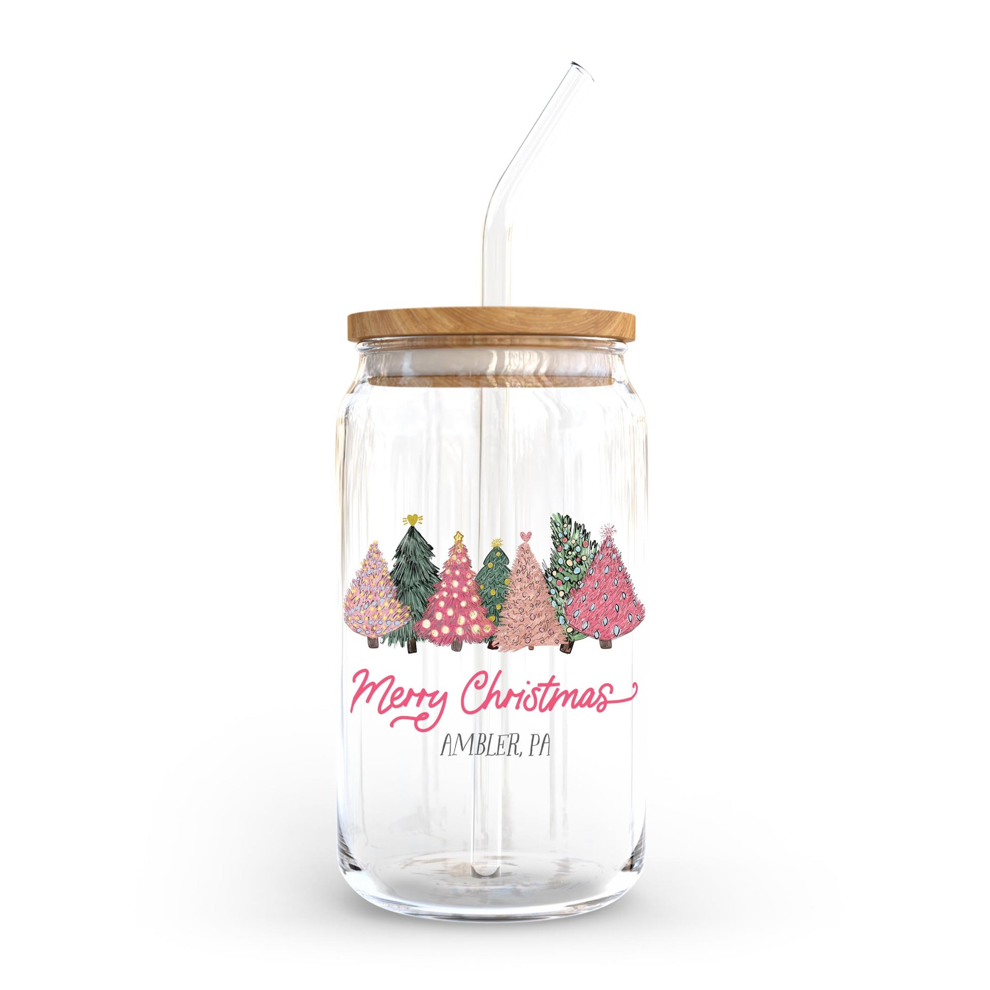 16oz Cold Brew Glass-Pink Trees Ambler Pennsylvania -0