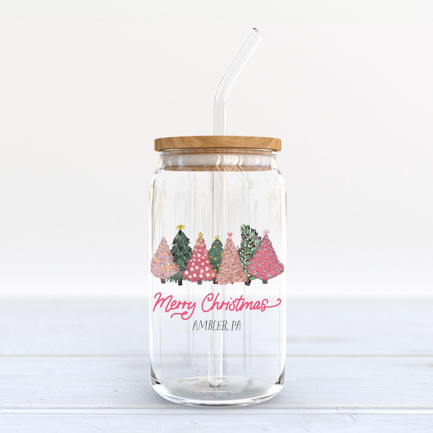 16oz Cold Brew Glass-Pink Trees Ambler Pennsylvania -3