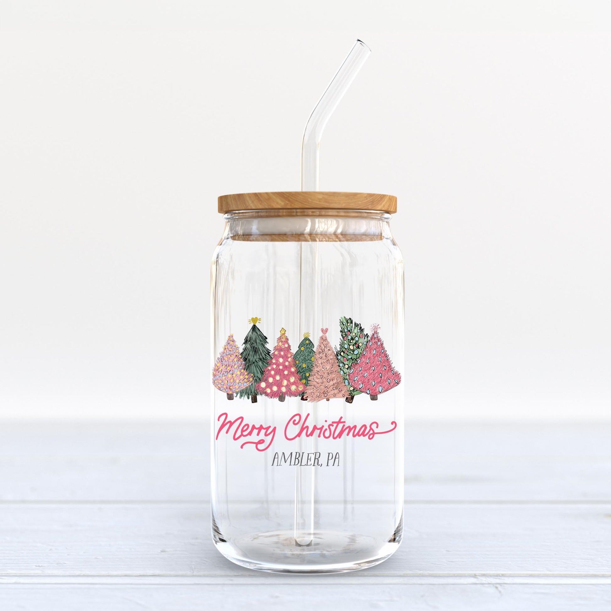 16oz Cold Brew Glass-Pink Trees Ambler Pennsylvania -3