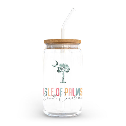 16oz Cold Brew Glass-Watercolor City Isle Of Palms South Carolina -0