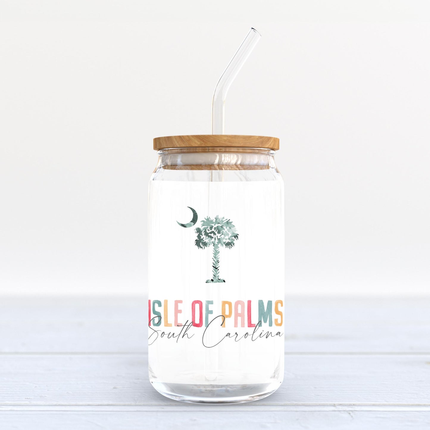 16oz Cold Brew Glass-Watercolor City Isle Of Palms South Carolina -3