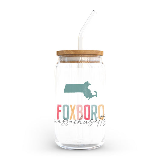 16oz Cold Brew Glass-Watercolor City Foxboro Massachusetts -0