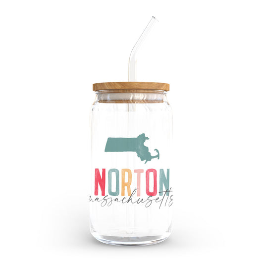 16oz Cold Brew Glass-Watercolor City Norton Massachusetts -0