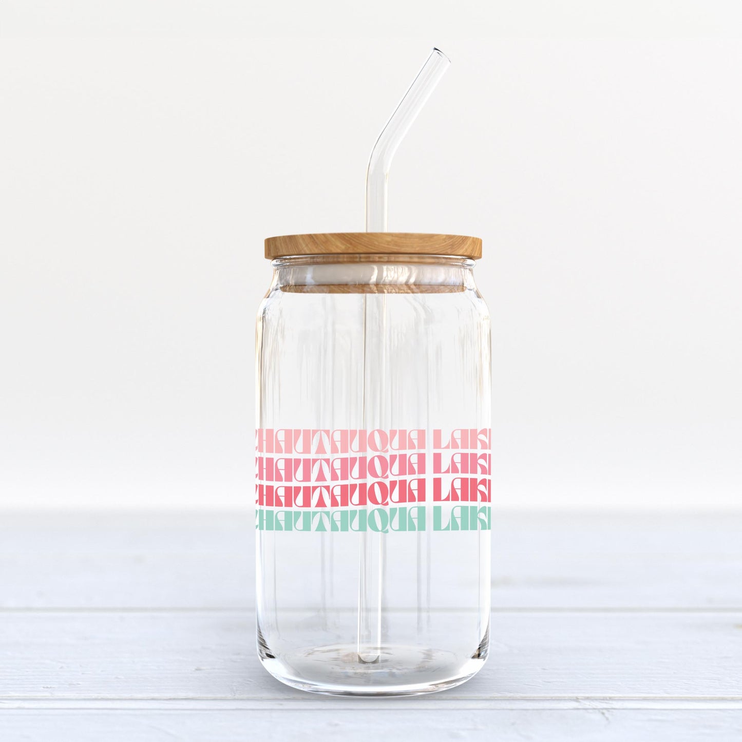 16oz Cold Brew Glass-Retro Wave Chautauqua Lake -3