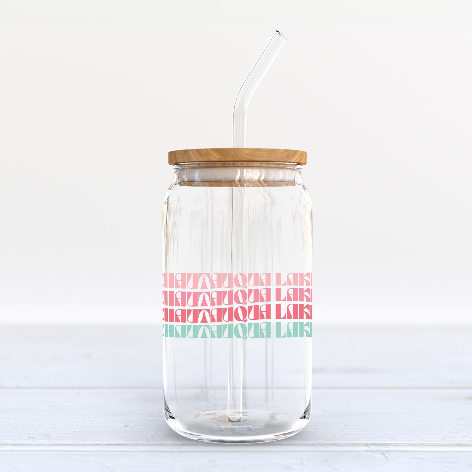 16oz Cold Brew Glass-Retro Wave Chautauqua Lake -3