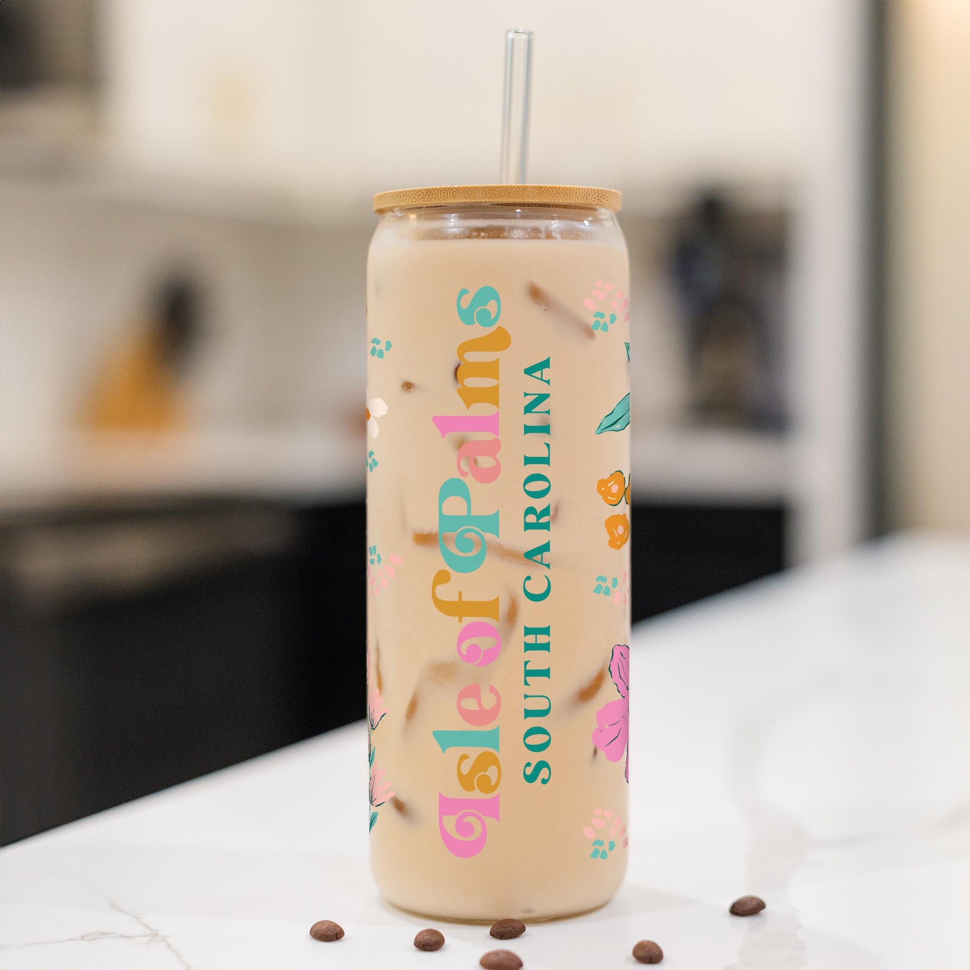 24oz Cold Brew Glass-Kalia Floral Isle Of Palms South Carolina -1