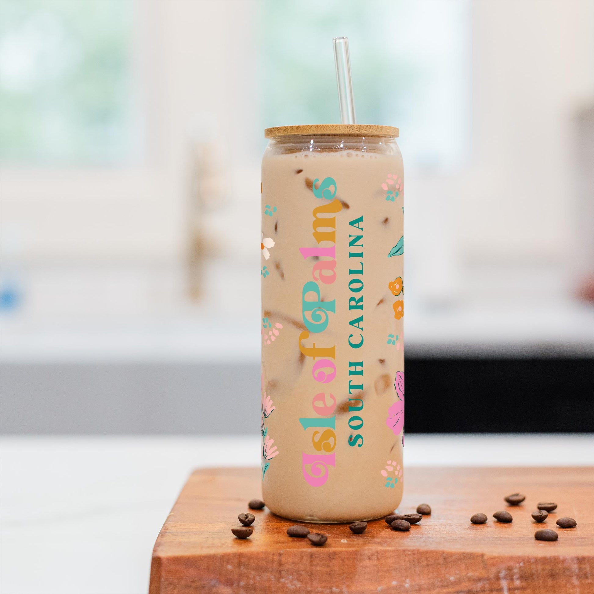 24oz Cold Brew Glass-Kalia Floral Isle Of Palms South Carolina -2