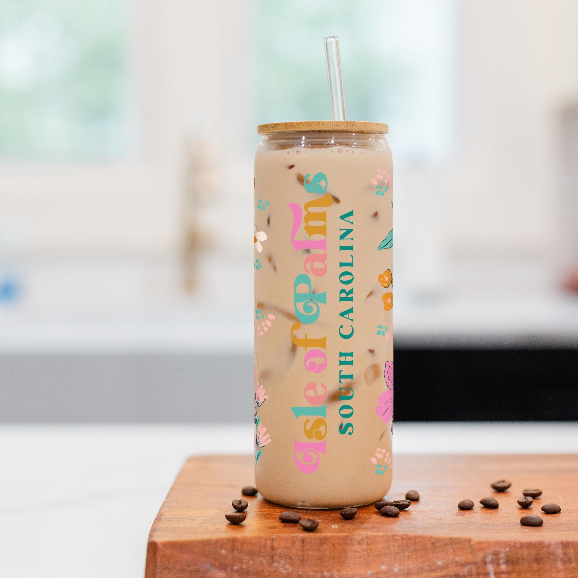 24oz Cold Brew Glass-Kalia Floral Isle Of Palms South Carolina -2