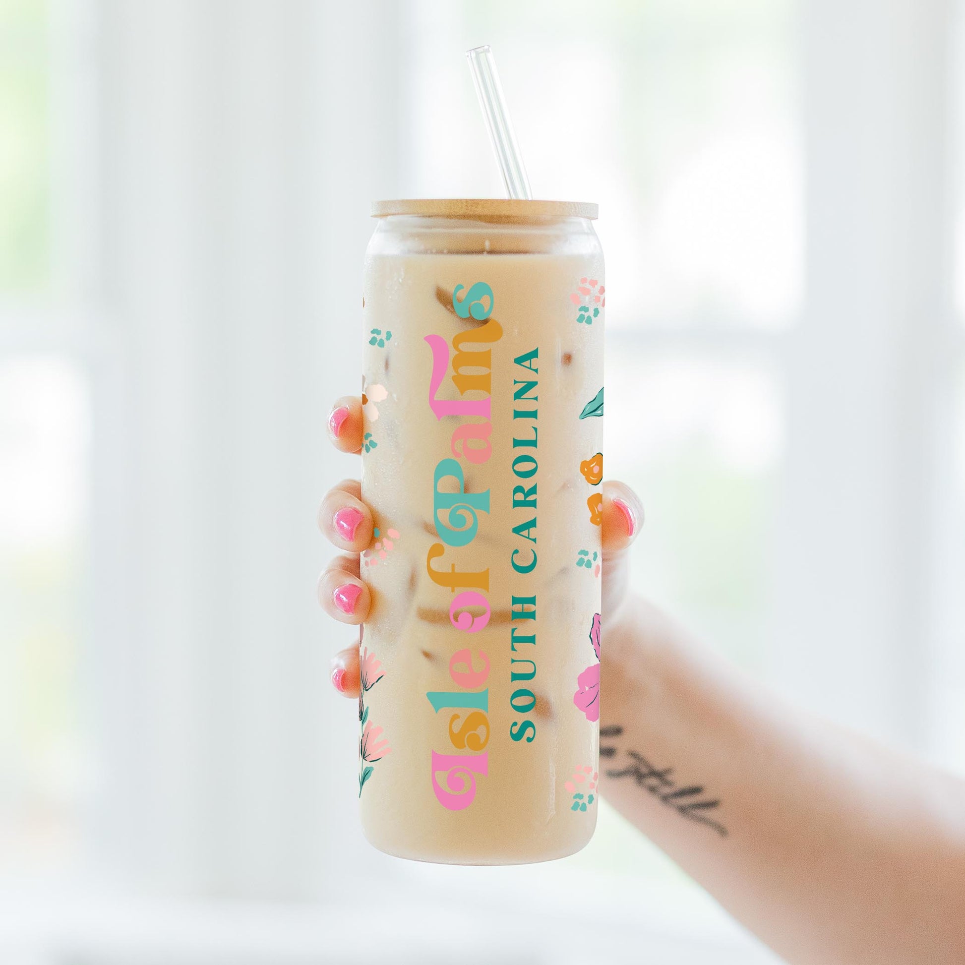 24oz Cold Brew Glass-Kalia Floral Isle Of Palms South Carolina -3