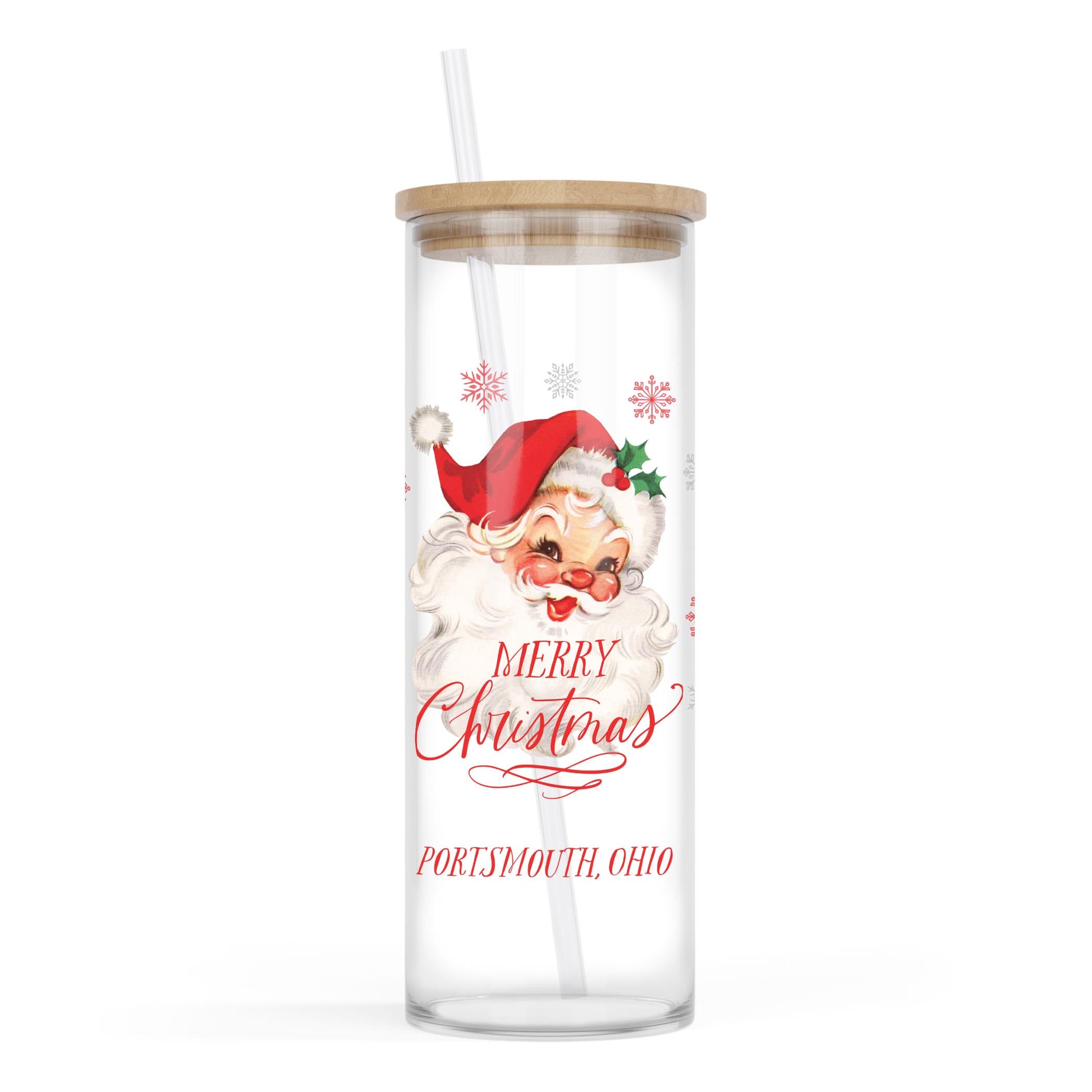 24oz Cold Brew Glass-Classic Santa Portsmouth Ohio -0