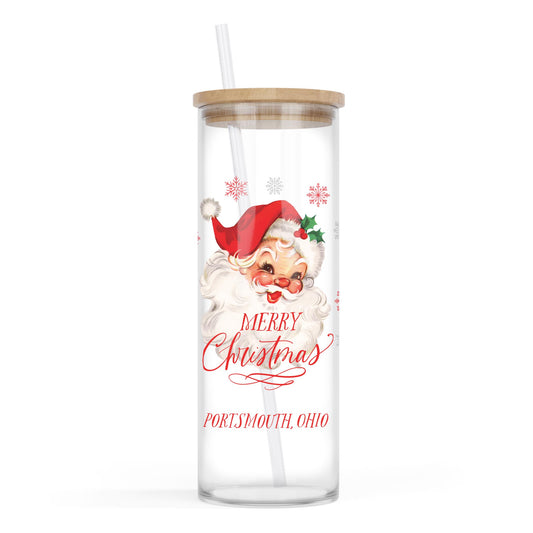 24oz Cold Brew Glass-Classic Santa Portsmouth Ohio -0