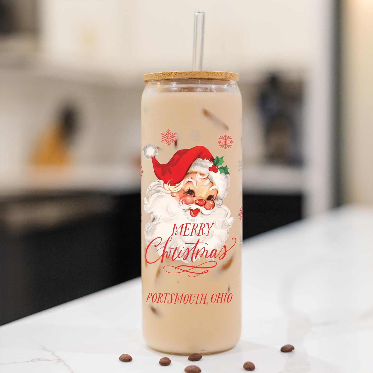24oz Cold Brew Glass-Classic Santa Portsmouth Ohio -1