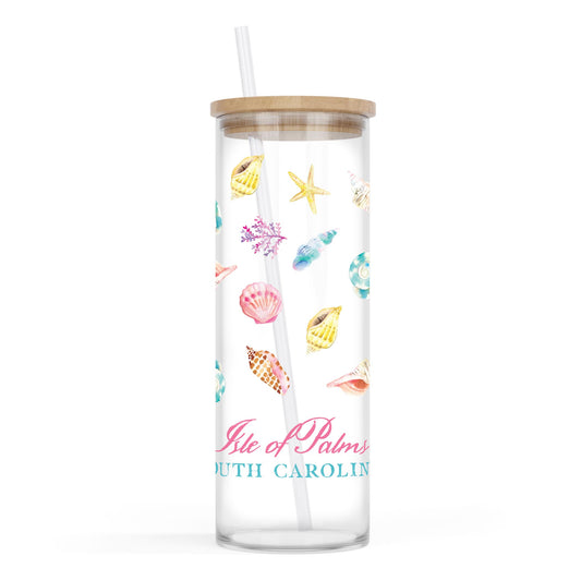 24oz Cold Brew Glass-Shells & Shoreline Isle of Palms South Carolina -0