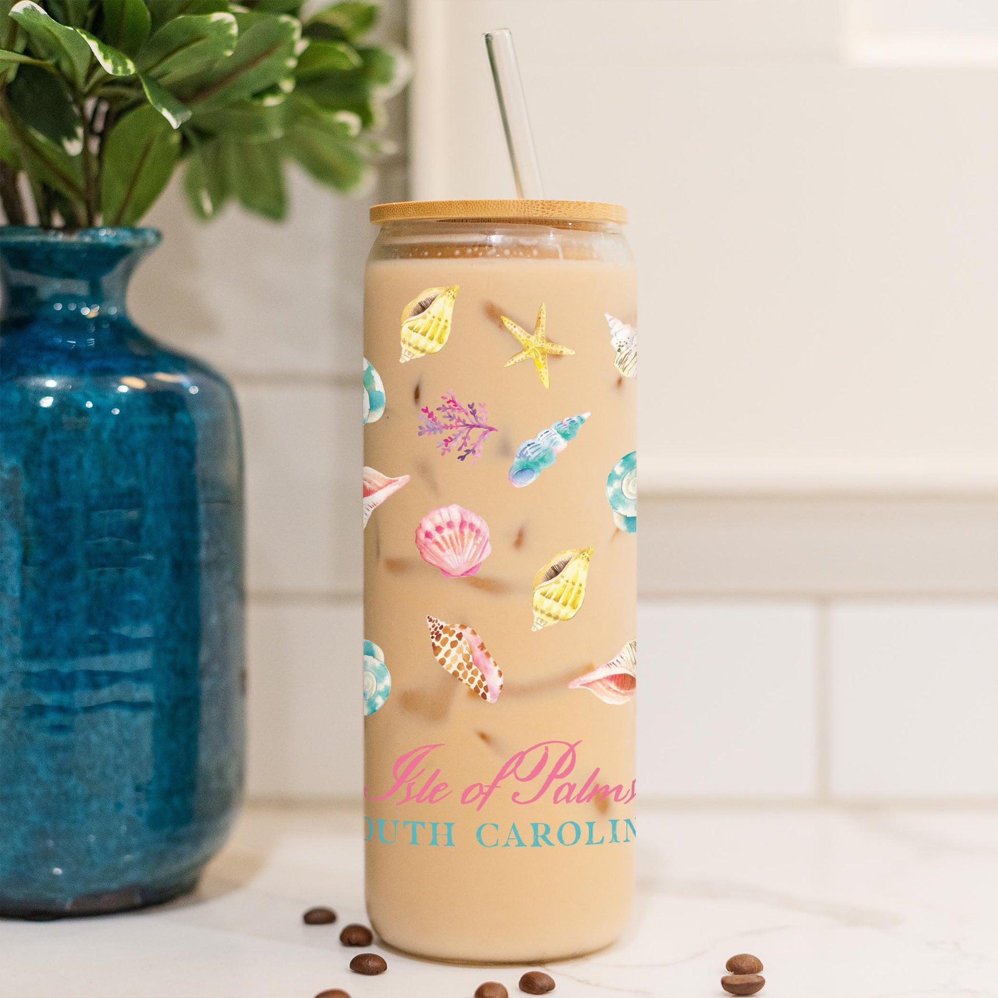 24oz Cold Brew Glass-Shells & Shoreline Isle of Palms South Carolina -4