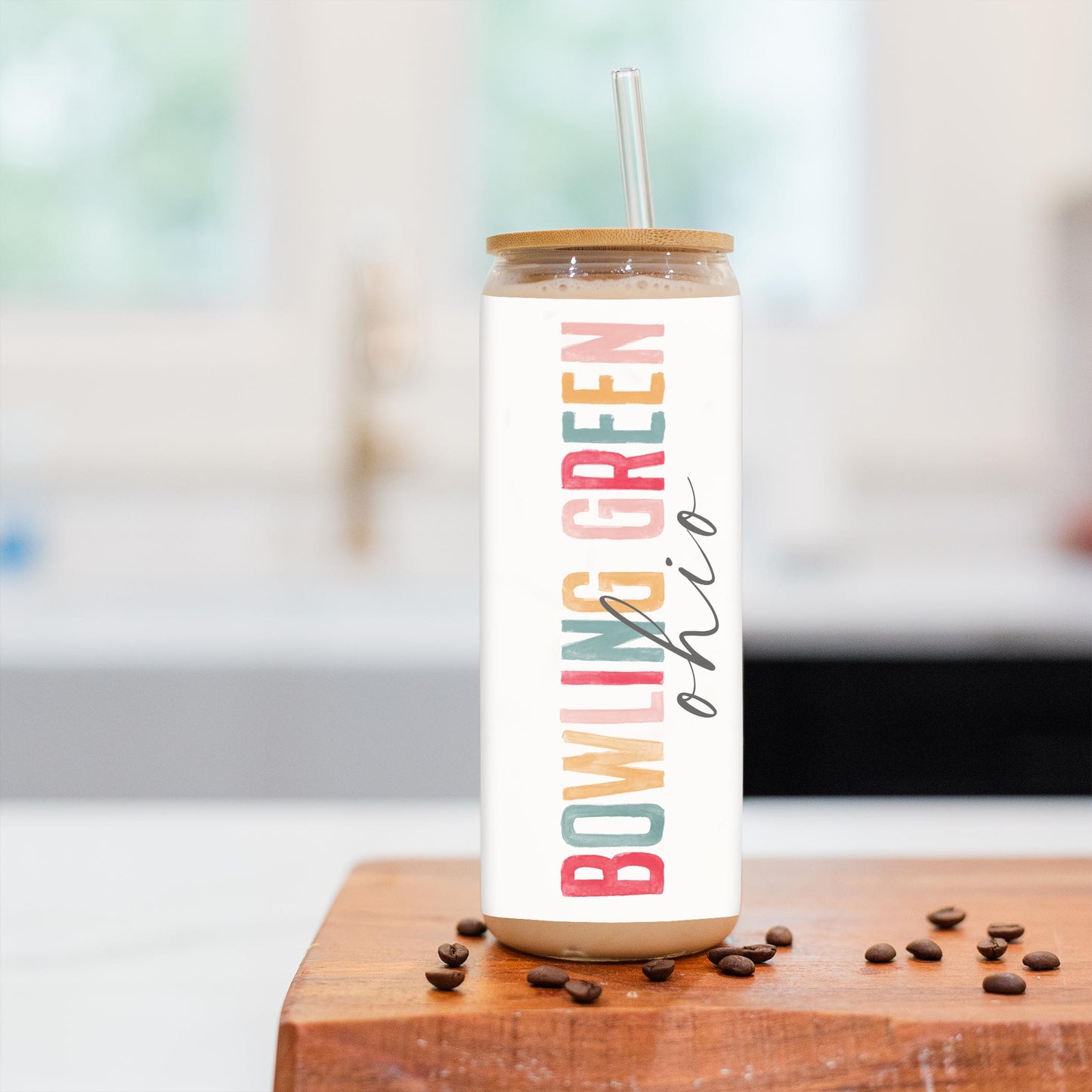 24oz Cold Brew Glass-Watercolor City Bowling Green Ohio -2