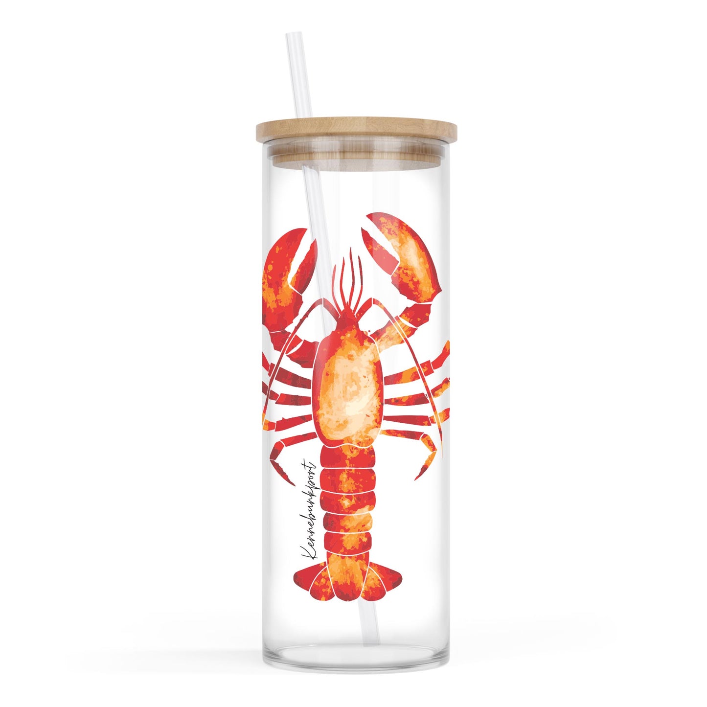 24oz Cold Brew Glass-Kennebunkport Maine Orange Lobster
