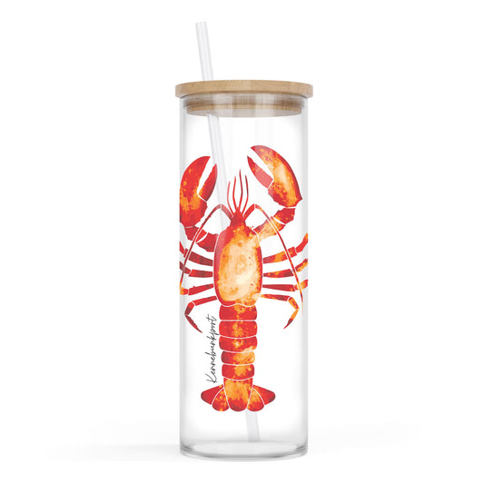 24oz Cold Brew Glass-Kennebunkport Maine Orange Lobster