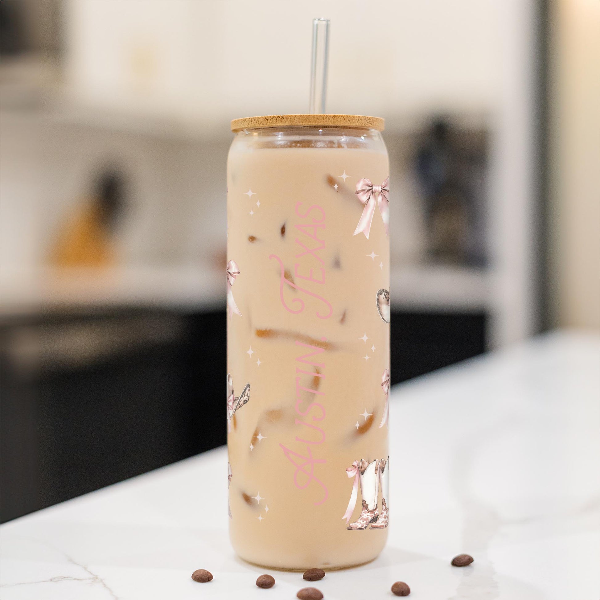 24oz Cold Brew Glass-Love+Local Coquette Cowgirl -1