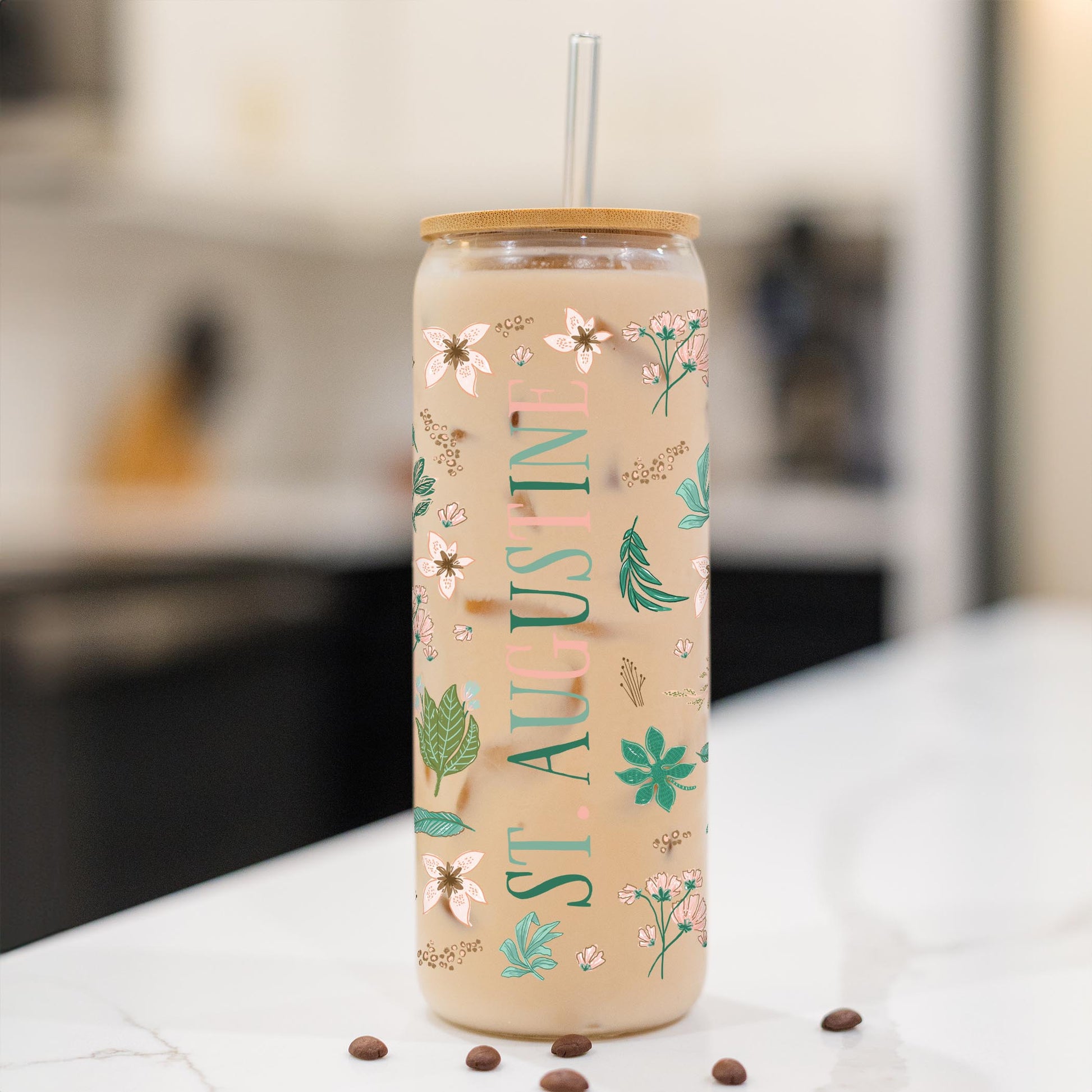 24oz Cold Brew Glass-Love+Local Lush Tropics -1