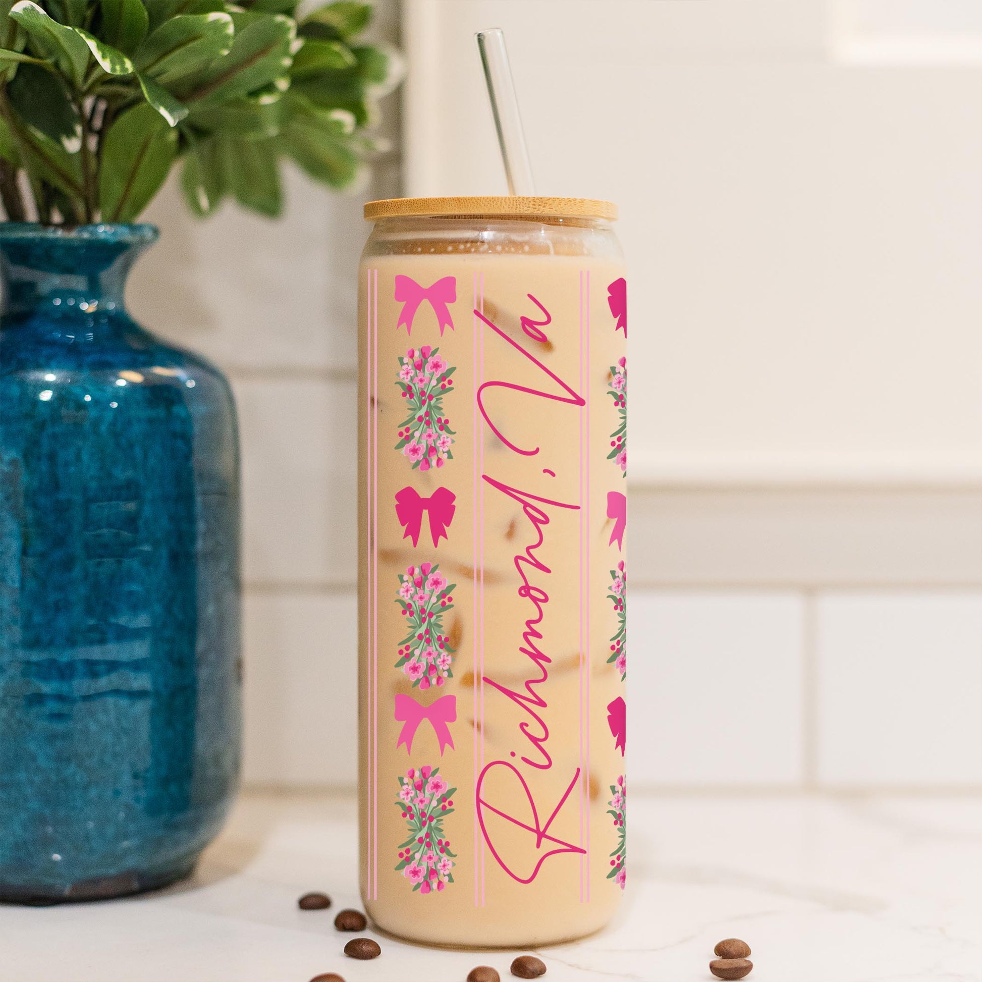 24oz Cold Brew Glass-Love+Local Bonita Bows -4