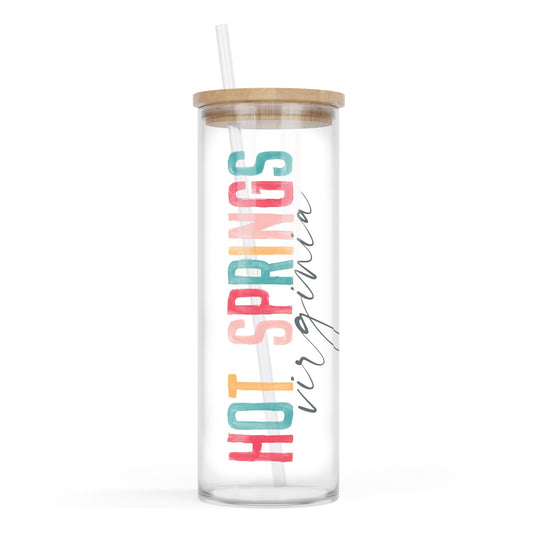 24oz Cold Brew Glass-Watercolor City Hot Springs VA