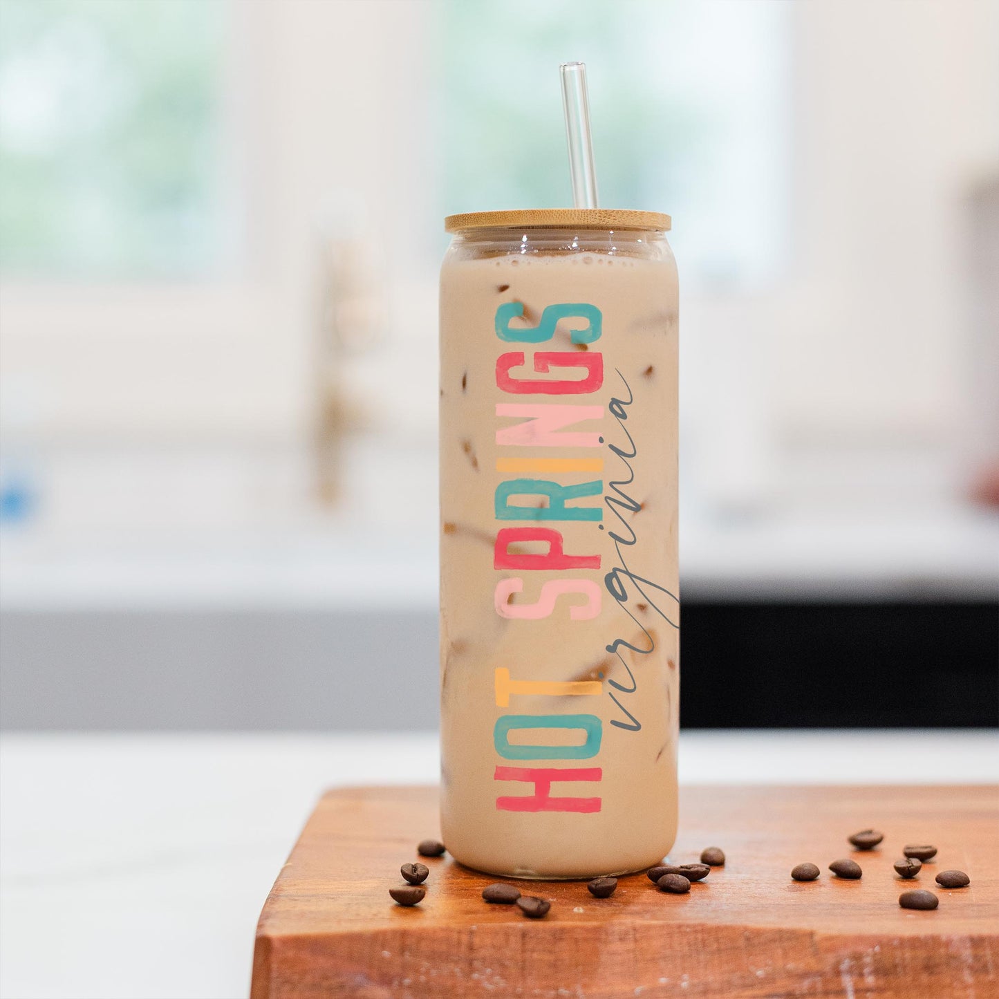 24oz Cold Brew Glass-Watercolor City Hot Springs VA