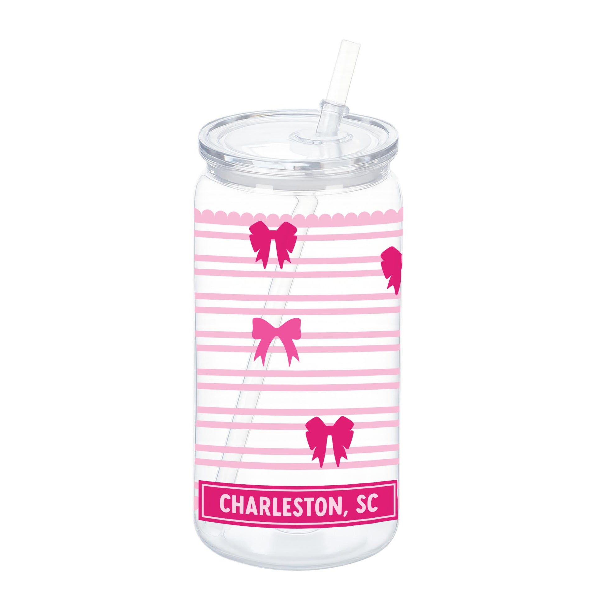 16oz Acrylic Plastic Tumbler-Love+Local Bonita Bows -0