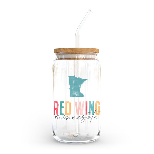 16oz Cold Brew Glass-Watercolor City Red Wing Minnesota