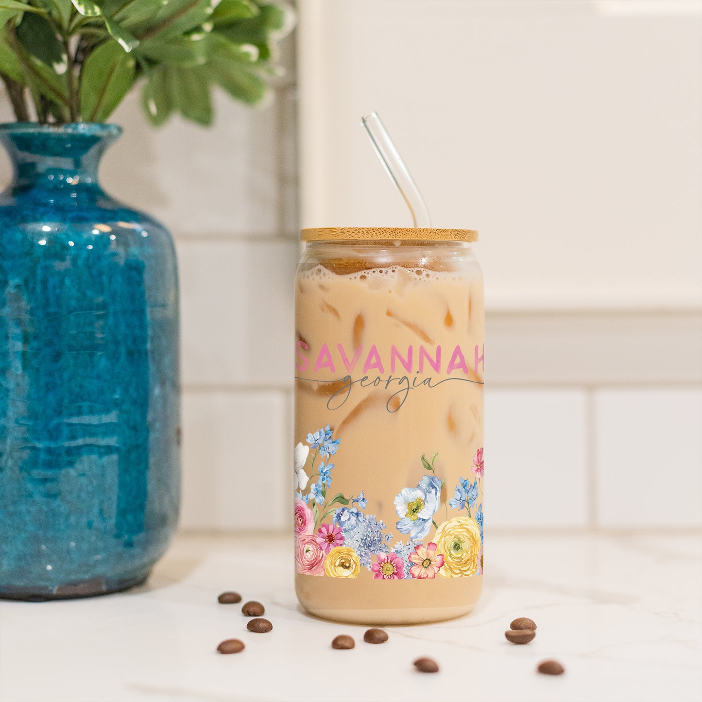 16oz Cold Brew Glass-Love+Local Fantasy Garden