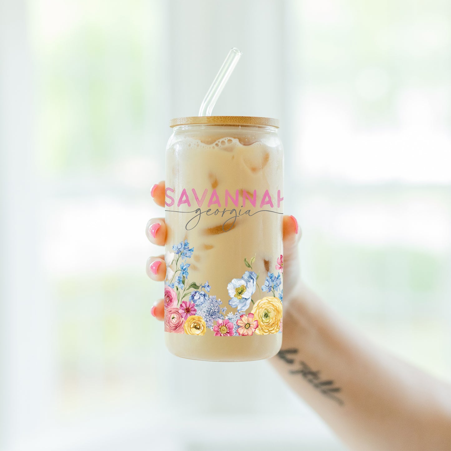 16oz Cold Brew Glass-Love+Local Fantasy Garden