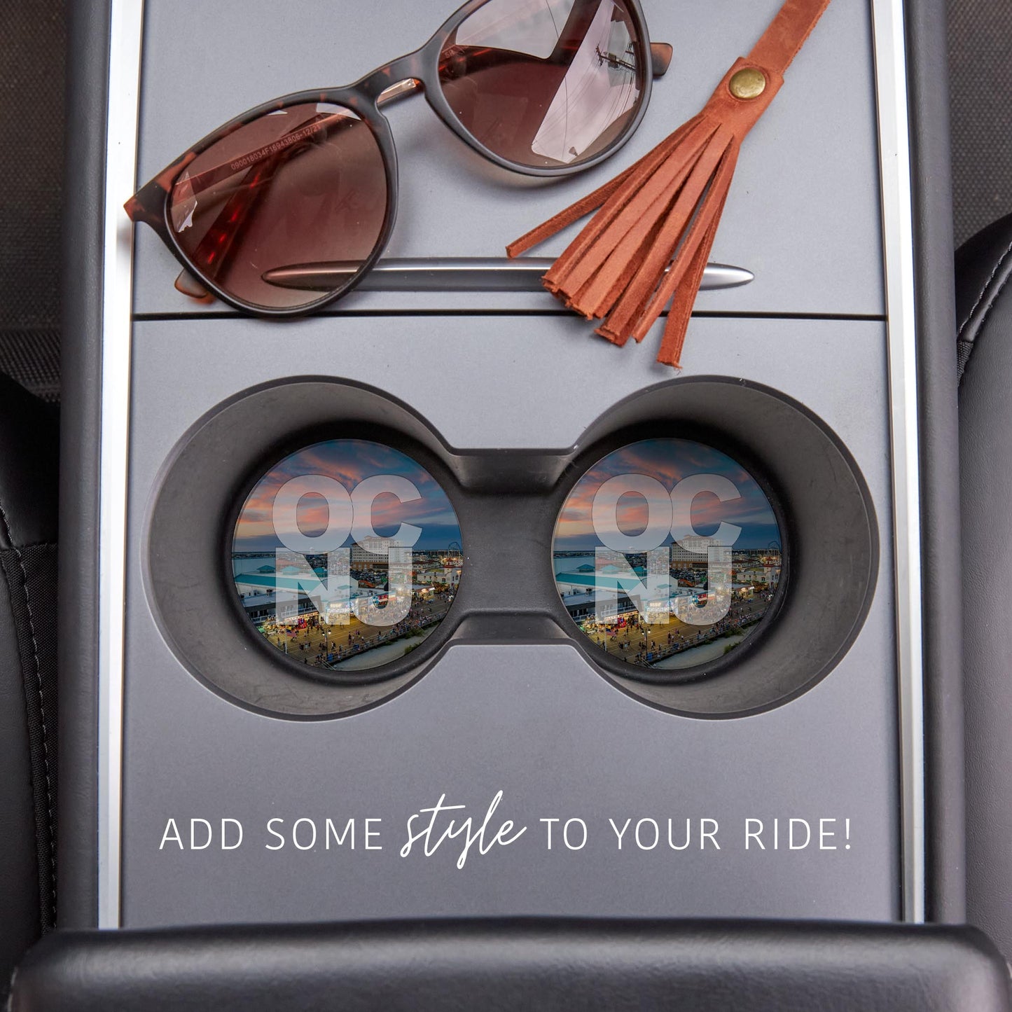 Car Coaster 2-Set-OCNJ Pink Sky