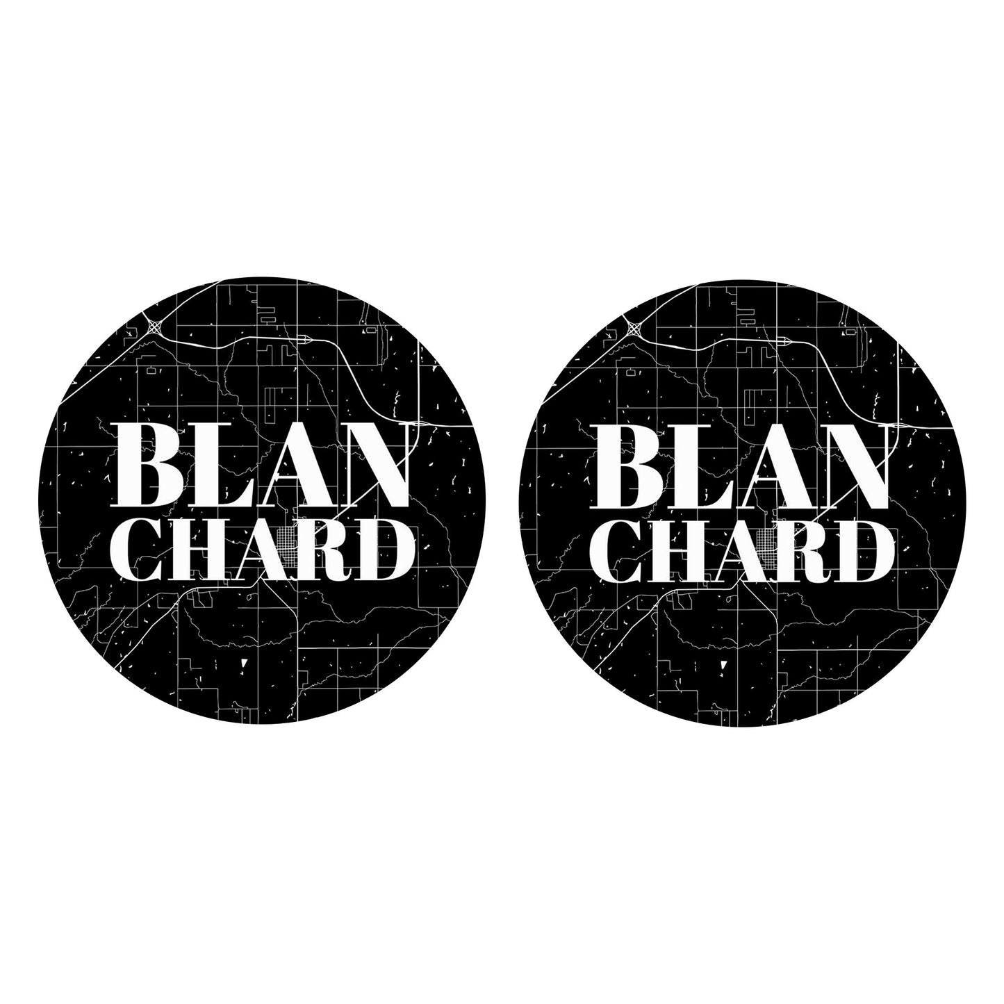 Car Coaster 2-Set-Blanchard OK Black Map