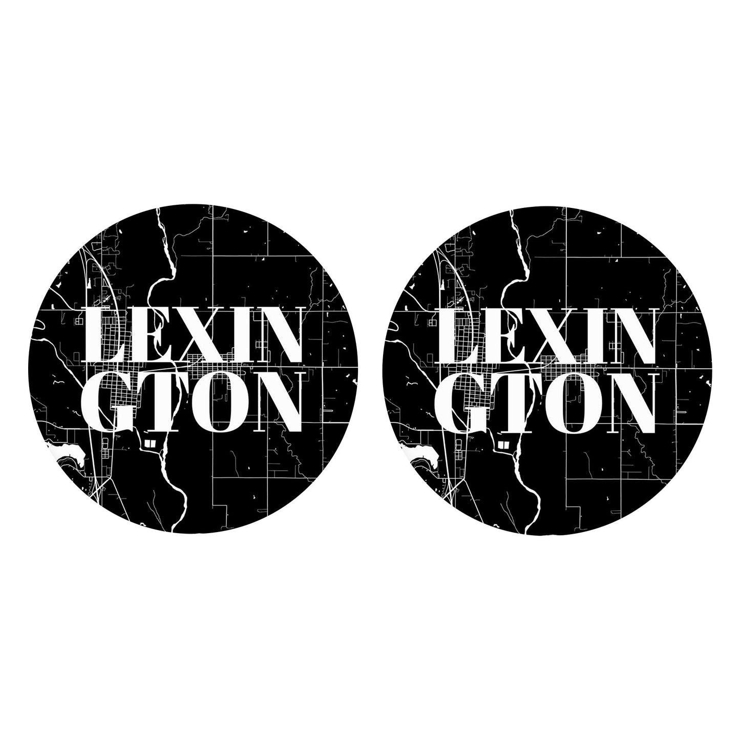 Car Coaster 2-Set-Lexington OK Black Map