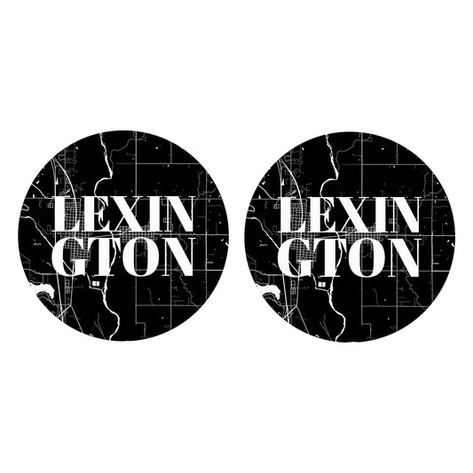 Car Coaster 2-Set-Lexington OK Black Map