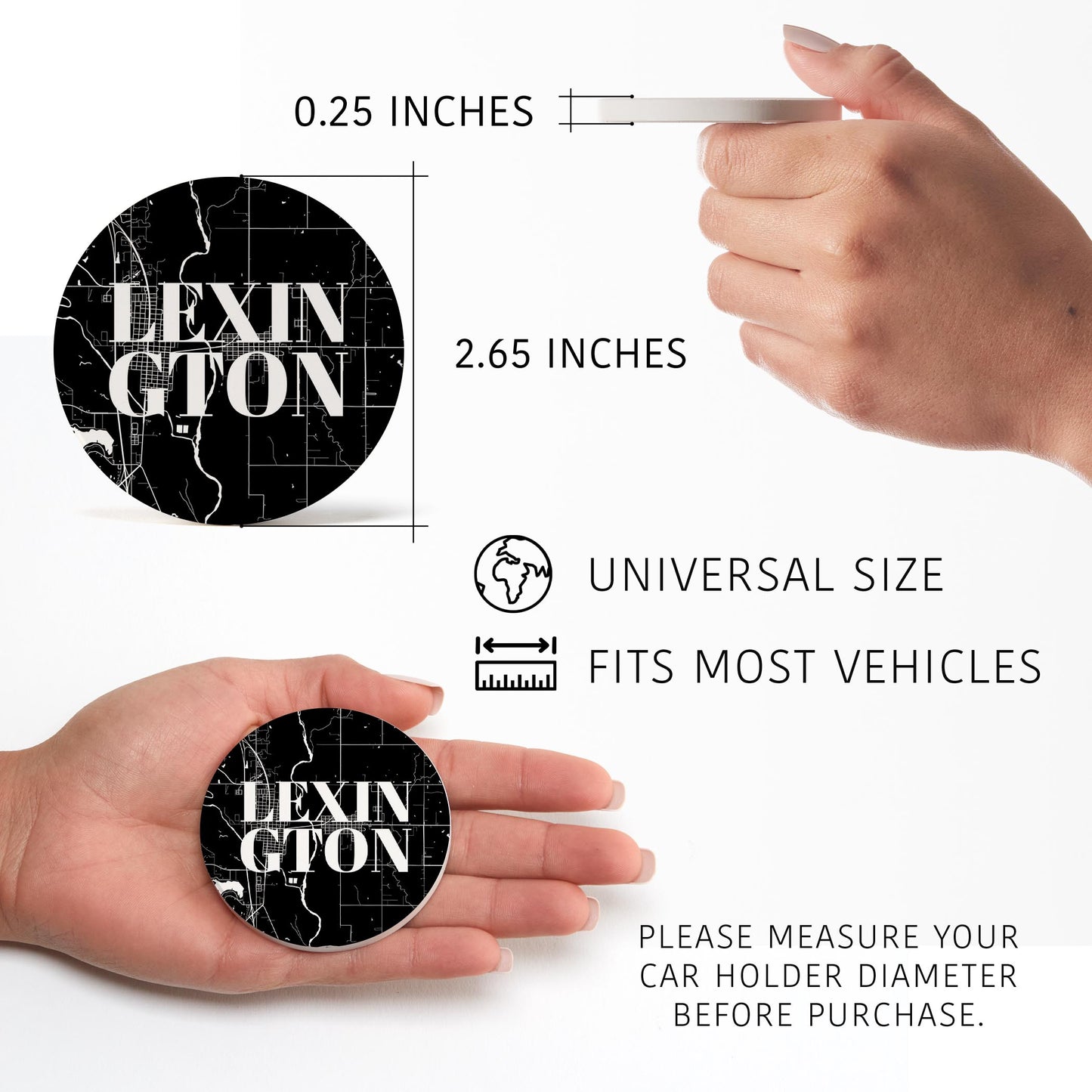 Car Coaster 2-Set-Lexington OK Black Map