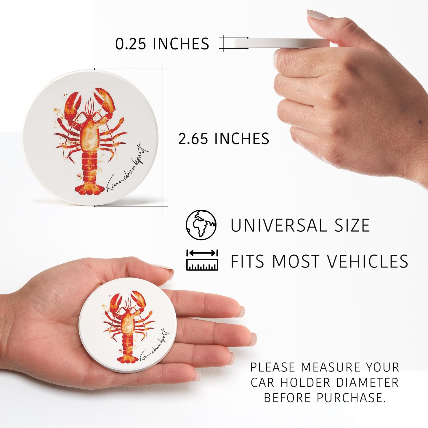 Car Coaster 2-Set-Kennebunkport Maine Lobster