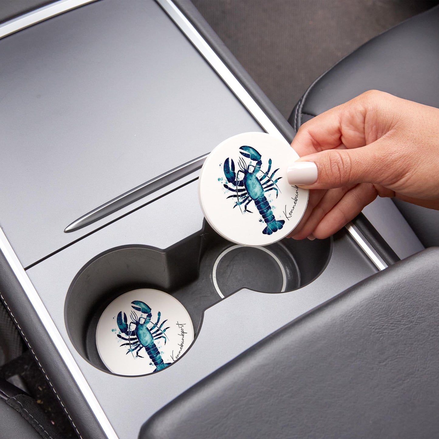 Car Coaster 2-Set-Kennebunkport Maine Lobster Blue