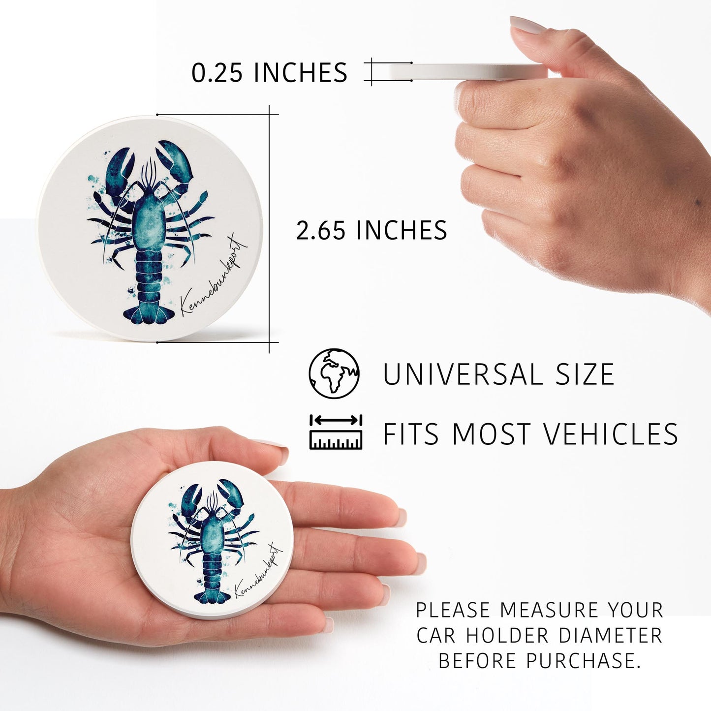 Car Coaster 2-Set-Kennebunkport Maine Lobster Blue