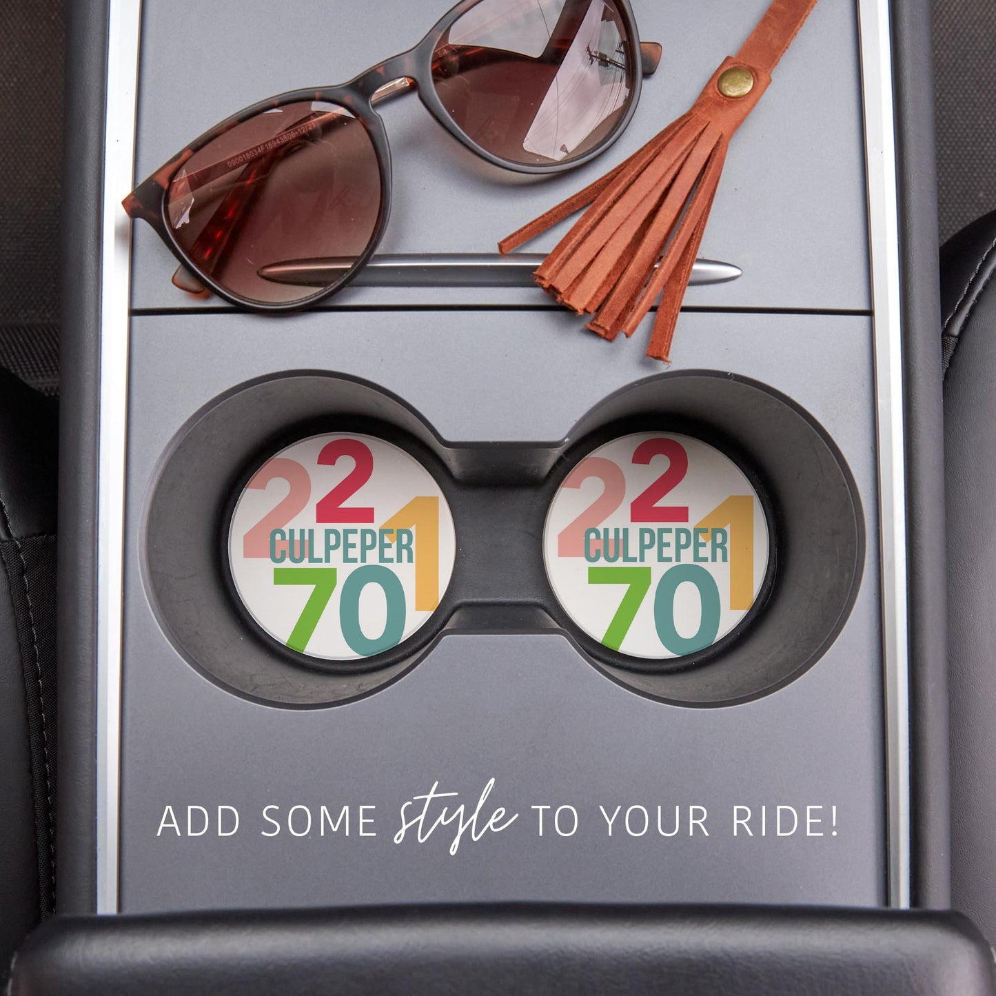Car Coaster 2-Set-Boho Color Color Block City Zip Culpepper VA 22701