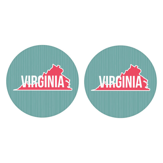 Car Coaster 2-Set-Boho Color State on Blue Virginia