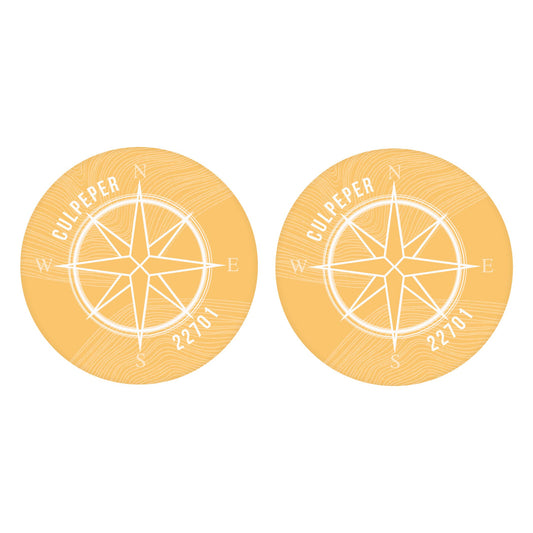 Car Coaster 2-Set-Boho Color Compass Zip on Yellow Culpepper VA 22701