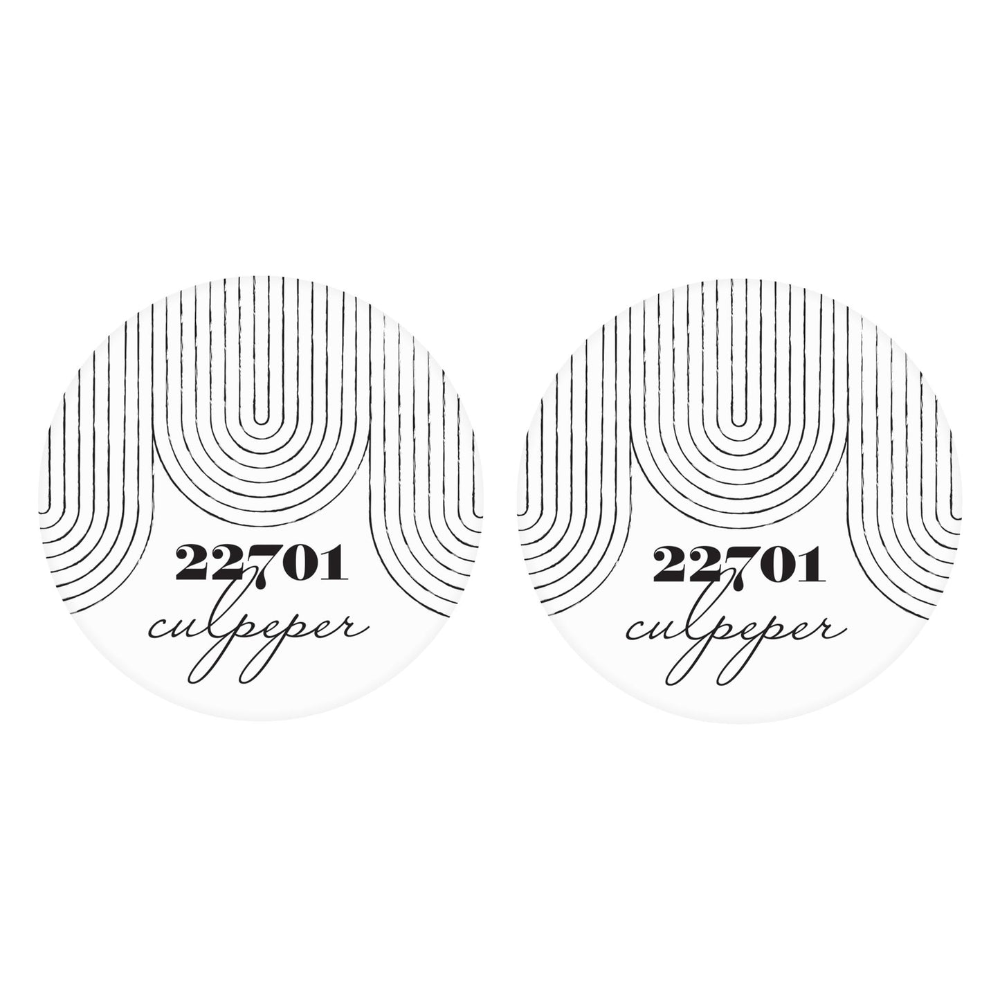 Car Coaster 2-Set-Black and White City Zip on White Culpepper VA 22701