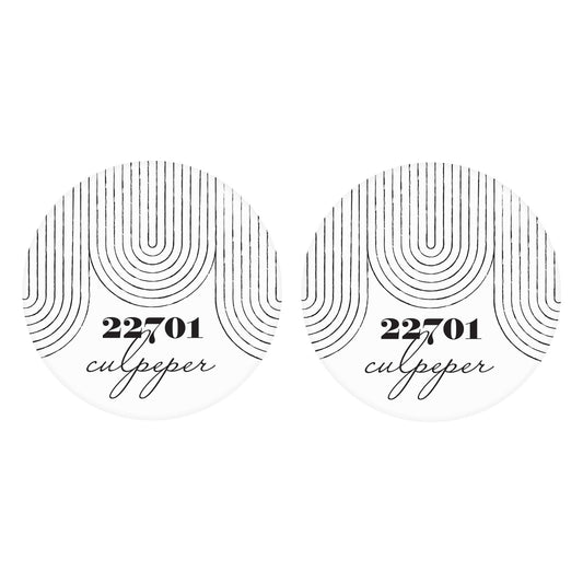 Car Coaster 2-Set-Black and White City Zip on White Culpepper VA 22701