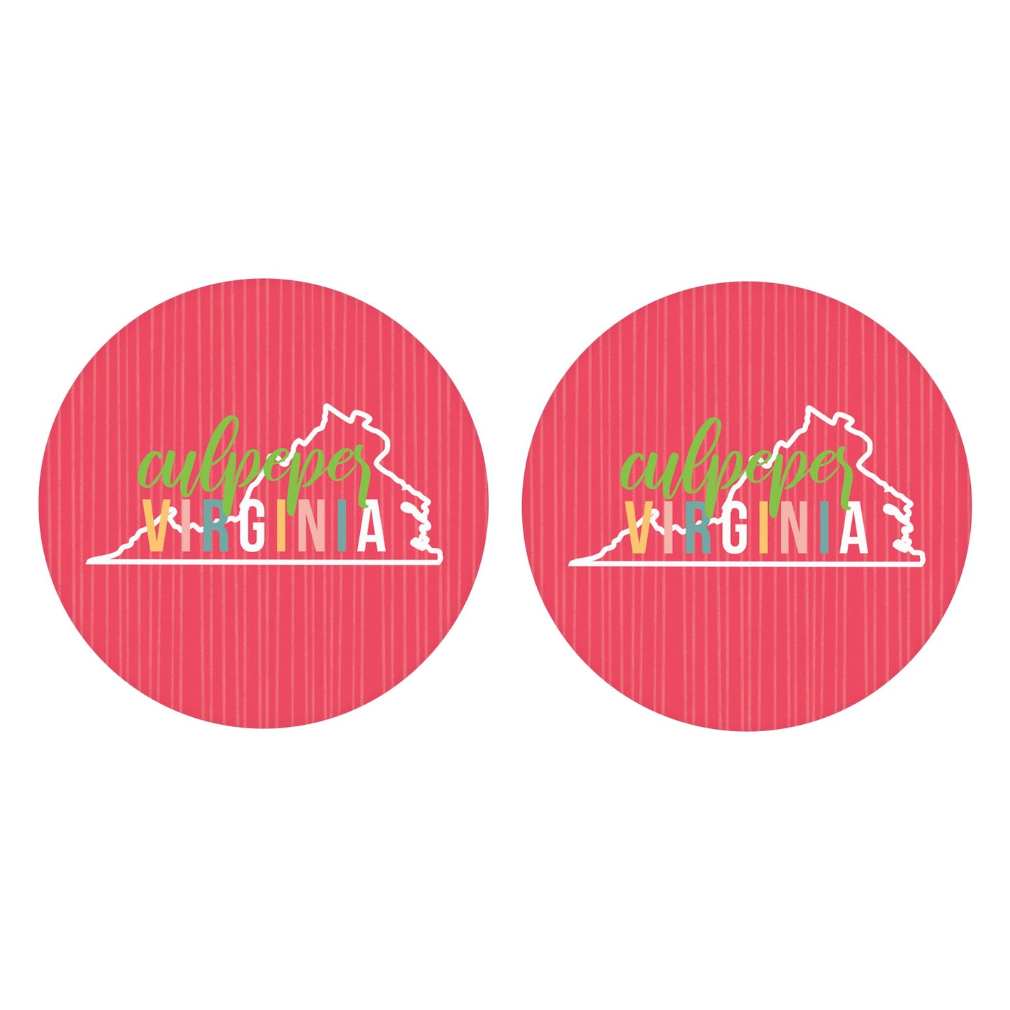 Car Coaster 2-Set-Boho Color State on Pink Culpepper VA