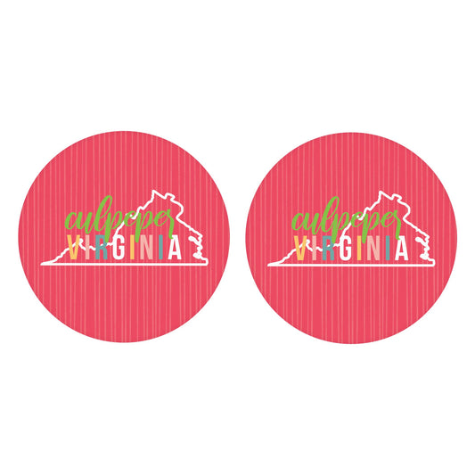 Car Coaster 2-Set-Boho Color State on Pink Culpepper VA